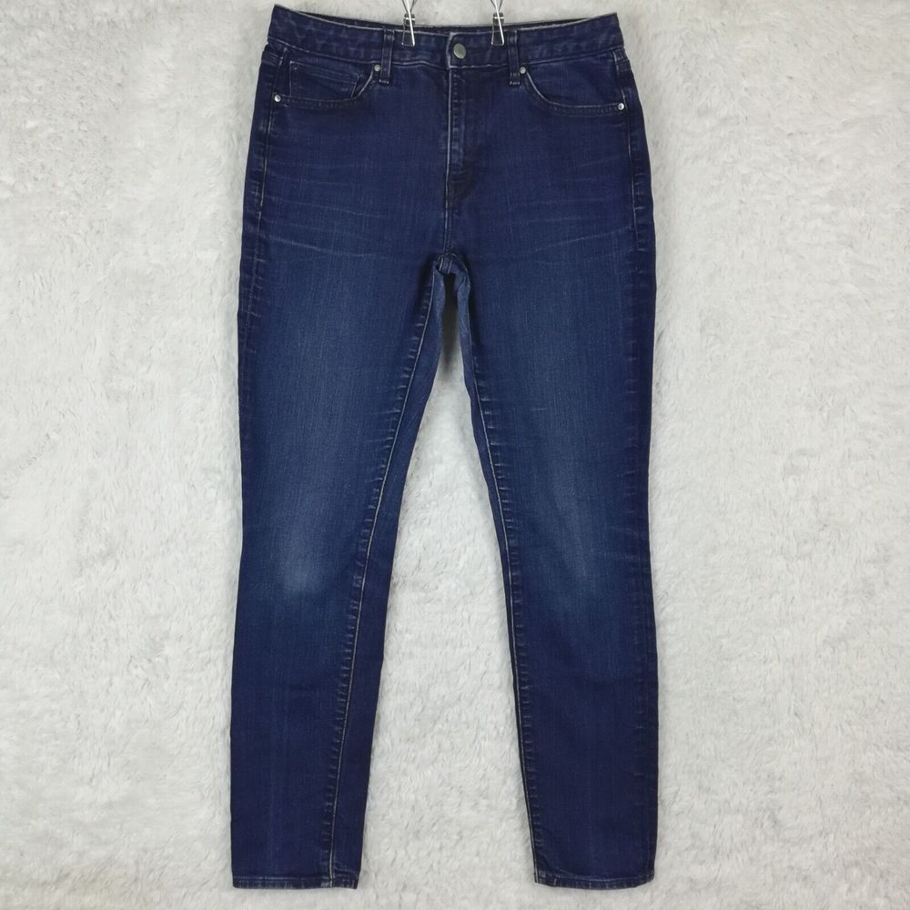 Gap‎ Womens Jeans High Rise Skinny Blue Denim Dark Wash Whiskering Stretch 29